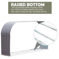 Outsunny 83" Steel Sturdy Firewood Covered Shed Storage Rack - Gray(m-5)