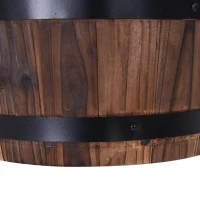 Outsunny Barrel Water Fountain Wood Garden Decor Metal Rustic Outdoor Pump with Flower Planter(m-7)
