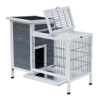 PawHut 36" Raised Outdoor Weatherproof Metal Wire and Wooden Rabbit Hutch Bunny Guinea Pig Cage with Enclosed Run(m-1)