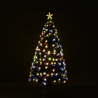 HomCom Rotating 7.5' Tall Artificial Fiber Optic LED Pre-Lit Holiday Christmas Tree(m-3)