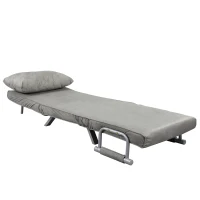 HomCom Single Person Folding 5 Position Steel Convertible Sleeper Bed Sofa Chair - Grey(m-1)