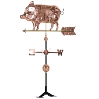 Outsunny Accent Pig Weather Vane - Pure Copper w/ Roof Mount Décor(m-1)