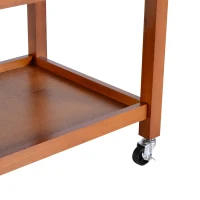 HomCom 44" 3-Tier Rubberwood Kitchen Island Cart on Wheels - Brown(m-11)