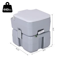 HOMCOM 20L/5.3 Gallon  Plastic Portable Toilet Seat for Camping Hiking Travel Indoor Outdoor(m-3)