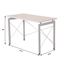 HomCom 48" Sturdy Simple Late Modern Home Office Desk Workstation with Anti-Slip Feet - White(m-7)