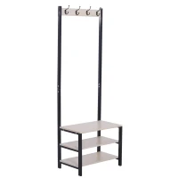 HomCom Entryway Hall Tree Coat Rack with Shoe Bench Storage(m-1)