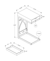 Monarch 25" Contemporary Chrome Metal Base C-Shaped Side Accent Table with Storage Drawer - Glossy Grey Finish(m-4)