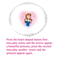 Qaba 2-in-1 Kids Piano Vanity Table Stool Princess Pretend Play Set with Lights(m-5)