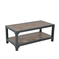 HomCom Rustic Wood Industrial Style Metal Frame Coffee Table(m-1)