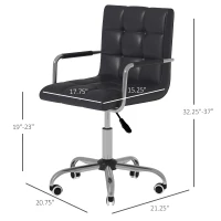 HomCom Ergonomic Swivel Tufted PU Leather Midback Home Office Workstation Chair with Lumbar Support - Black(m-3)