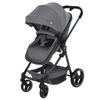 Qaba 2-in-1 Design Lightweight Travel Foldable Baby Stroller/Bassinet for Boys and Girls 0-36 Months - Grey(m-1)