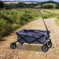 Folding Garden Cart Aosom All Terrain Utility Collapsible Cart for Pavement,Gravel,Grass,Sand,Mud,Dirt Roads,Hills 265lbs Capacity Grey(m-3)