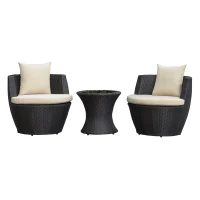 Outsunny Outdoor Patio Rattan Wicker Nesting Chair Conversation Set(m-2)