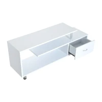 HomCom 60” Media Center Flat Screen TV Stand With Single Drawer Storage - Matte White(m-5)