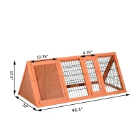 PawHut 47" Portable Waterproof Outdoor Wooden A-Frame Rabbit / Small Animal Hutch(m-3)