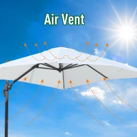 Outsunny 8ft x 8ft Square Offset 360 Cantilever Market Patio Umbrella with Cross Base Off White(m-4)