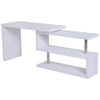 HomCom 75” L Shaped Writing Desk Rotating Desk Swivel Corner Home Office Study Desk - White(m-8)