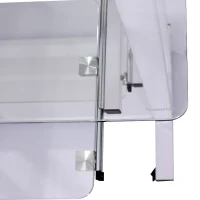 HomCom 33" Contemporary Glass Top Portable Workstation Desk Cart With Shelves - White(m-8)