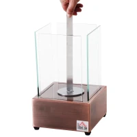 HOMCOM Bio Ethanol Fireplace Freestanding Living Room Tabletop Ventless Bioethanol Fireplace Glass - Bronze(m-6)
