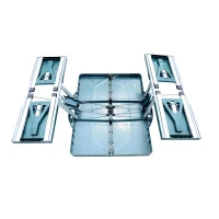 Open Box Outsunny 4 Person Plastic Portable Compact Folding Suitcase Picnic Table Set with Umbrella Hole - Green(m-8)