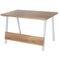 HomCom 47" Wood and Steel Modern Computer Desk - Oak / White(m-3)
