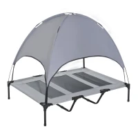 PawHut Elevated Dog Bed with Foldable Canopy, Portable Pet Cot Tent Shelter for Outdoor Use(m-1)