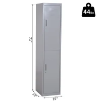 Vinsetto 71" 2 Tier Freestanding Steel Metal Lockable Employee Wall Locker Storage Cabinet - Grey(m-4)