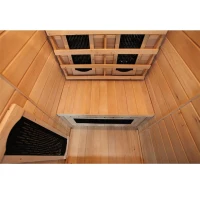 Soozier Wooden Indoor 2 Person Square Heat Room Infrared Sauna w/ Ceramic Heater(m-6)