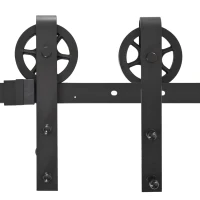 HomCom 6.6' Carbon Steel Industrial Wheel Sliding Interior Barn Door Hardware Kit - Frost Black(m-8)