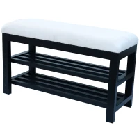 HomCom 31" Compact Wooden Entryway Shoe Organizer Storage Bench - Cream White(m-1)