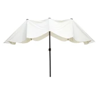 Outsunny 15' Double-Sided Outdoor Patio Market Umbrella with Air Vents - Cream White(m-9)