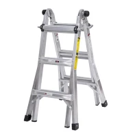 HomCom 11' Adjustable Multi-Purpose Aluminum Folding Ladder(m-3)