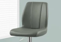 Monarch 2 Piece PU Leather Padded Seat Chrome Metal Framed Hydraulic Lift Swivel Barstool Chair Set - Grey Finish(m-3)