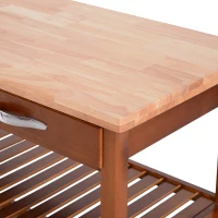 HomCom 44" 3-Tier Rubberwood Kitchen Island Cart on Wheels - Brown(m-9)