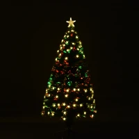 HomCom Rotating 7.5' Tall Artificial Fiber Optic LED Pre-Lit Holiday Christmas Tree(m-4)