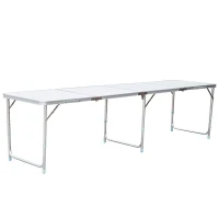 Outsunny 95" Quad-Fold Aluminum Camping Table w/ Carrying Handle(m-2)
