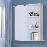 HomCom 23.5" W x 28" H Wooden Wall Mounted Bathroom Storage Cabinet - White(m-2)