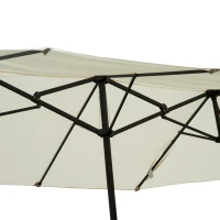 Outsunny 15' Double-Sided Outdoor Patio Market Umbrella with Air Vents - Cream White(m-12)