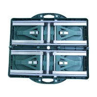 Open Box Outsunny 4 Person Plastic Portable Compact Folding Suitcase Picnic Table Set with Umbrella Hole - Green(m-7)