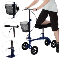 HomCom Steerable Knee Walker Scooter with Basket - Blue(m-2)