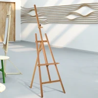 HomCom Beech Wood Folding Art Easel Stand Adjustable - Natural Wood(m-10)