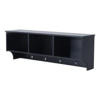 HomCom 48” Modern Floating Combination Storage Shelf Cubby Coat Rack - Matte Black(m-1)