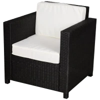 Outsunny Rattan Wicker Sofa Patio Chair w/ Weather-Resistance & Washable Cushion Cover - Pool/Patio/Spa(m-1)