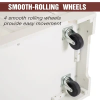 HomCom 51" x 18" x 36" Pine Wood Stainless Steel Portable Multi-Storage Kitchen Rolling Island Cart with Wheels - White(m-7)