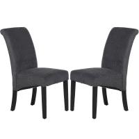 HOMCOM Set of 2 Dining Chair Side Seat with Wood Legs for Dining Room Living Room Grey(m-1)