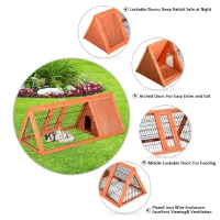 PawHut 47" Portable Waterproof Outdoor Wooden A-Frame Rabbit / Small Animal Hutch(m-4)