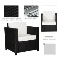 Outsunny Rattan Wicker Sofa Patio Chair w/ Weather-Resistance & Washable Cushion Cover - Pool/Patio/Spa(m-5)