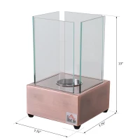 HOMCOM Bio Ethanol Fireplace Freestanding Living Room Tabletop Ventless Bioethanol Fireplace Glass - Bronze(m-3)