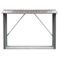 Outsunny 85" Steel Sturdy Firewood Covered Shed Storage Rack - Gray(m-8)