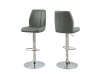 Monarch 2 Piece PU Leather Padded Seat Chrome Metal Framed Hydraulic Lift Swivel Barstool Chair Set - Grey Finish(m-1)